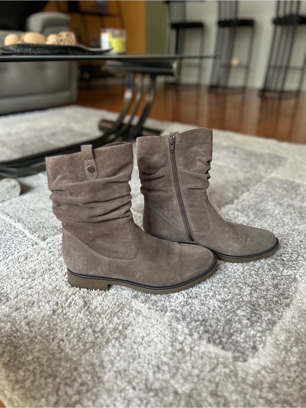 Remonte Women's Taupe Suede Zippered Slouch Ankle Boots